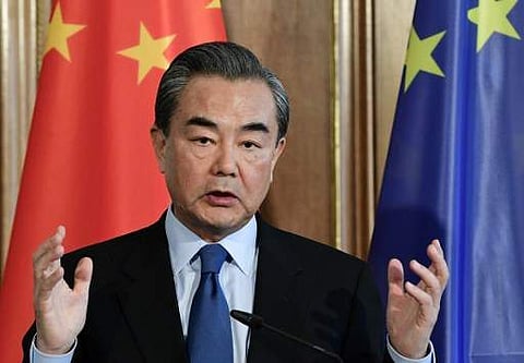 Chinese Minister of Foreign affairs Wang Yi speaks during a press conference in Berlin on April 26. (File Photo | AFP)