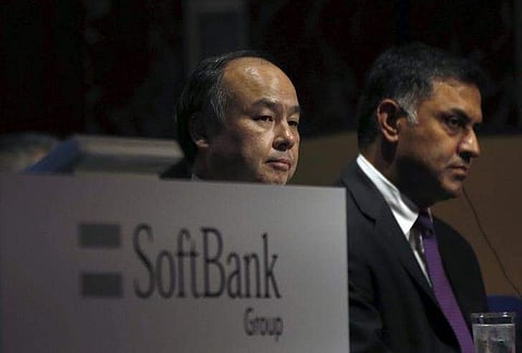 SoftBank Group Corp. Chairman and CEO Masayoshi Son (L) and President and COO Nikesh Arora attend a news conference in Tokyo, Japan, November 4, 2015. | Reuters