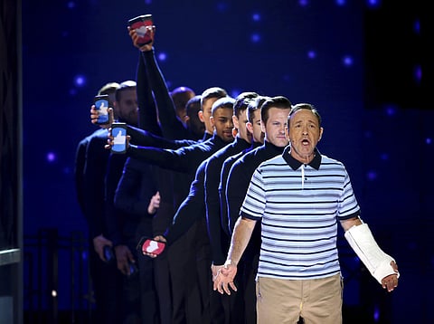 Kevin Spacey and the cast of Dear Evan Hansen perform at the 71st annual Tony Awards in New York on Sunday. (Photo | AP)