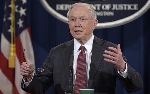 Attorney General Jeff Sessions speaks during a news conference at the Justice Department in Washington. (File photo | AP)