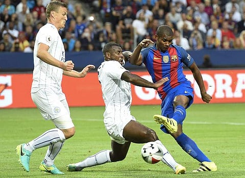 Marlon Santos (R) featured in the last two La Liga matches of the season, filling in for Gerard Pique and playing the full 90 minutes against Las Palmas and Eibar. | AFP