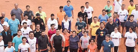 Members of Jayanagar Jaguars during a practice session  Nagaraja Gadekal