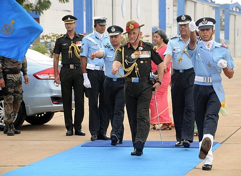 Army chief Bipin Rawat at the combined graduation parade in IAF academy in Dundigal, Hyderabad, on June 17. (Photo | EPS/Sayantan Ghosh)