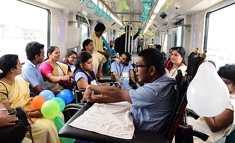 The Kochi Metro Rail Ltd offered a free ride to students of special schools, elders from old-age homes and inhabitants of orphanages in and around Kochi on Sunday morning.