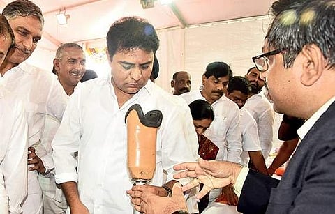 Minister KT Rama Rao at the inauguration of Medical Devices Park in Sangareddy on Saturday| express photo