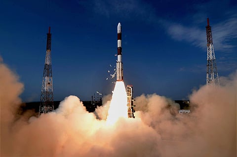 Sriharikota Indian Space Research Organisation ISRO 's PSLV C38 carrying earth observation satellite Cartosat-2 Series and 30 co-passenger satellites of various countries lifts off from Satish Dhawan Space Center in Sriharikota on Friday. | PTI