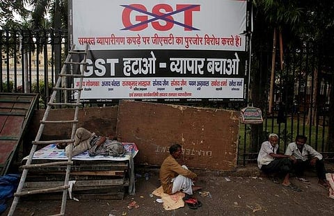 Image from the protest against GST on textiles for representational purpose. (Photo | Reuters)