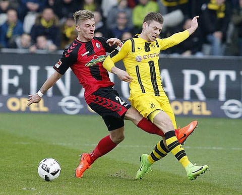 Maximilian Philipp (L) has large shares on Freiburg's success, qualifying for the UEFA Europa League playoffs as a newly promoted team. | AP