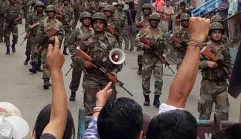 The Army staged a flag march in Darjeeling  | EPS