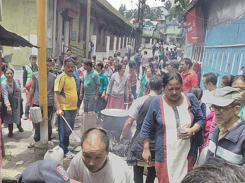 Violence erupted on Thursday when  Gorkha Janmukti Morcha (GJM) supporters called a protest march towards the Raj Bhavan, where Mamata Banarjee-led cabinet meeting was taking place. (Aishik Chanda | EPS)