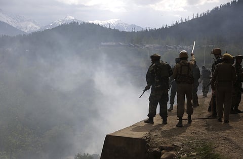 Indian army soldiers and police. EPS