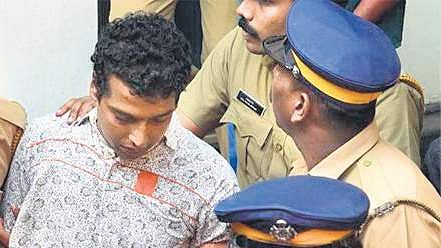 Main accused Pulsar Suni being taken away by the police.