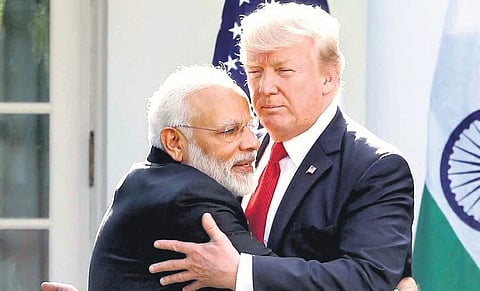 PM Narendra Modi hugging President Donald Trump in White House