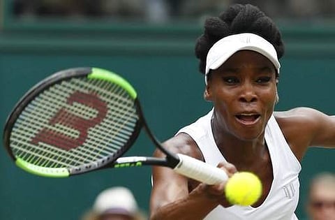 Venus Williams of the United States returns to Croatia's Ana Konjuh during their Women's Singles Match on day seven at the Wimbledon. | AP