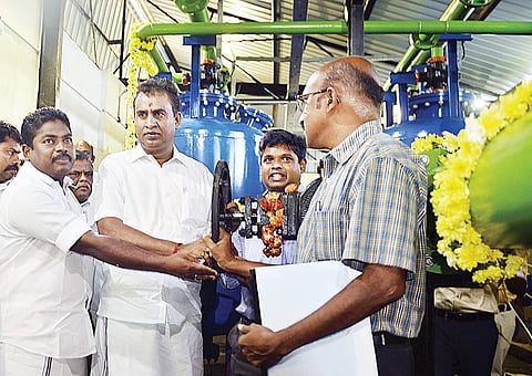 Water Supply Minister S P Velumani inaugurating the drinking water scheme at Porur Lake on Tuesday | D SAMPATHKUMAR