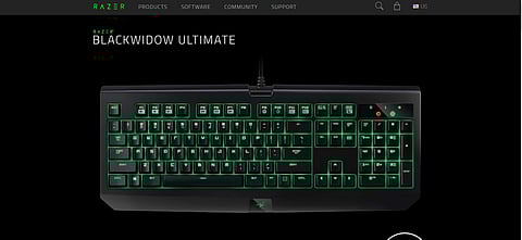 Screenshot of Razer website. The company is well known among gamers for its sleek gaming hardware.