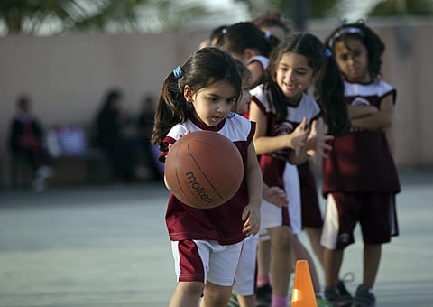 In this May 12, 2014 file photo, Saudi and expatriate girls practice basketball at a private sports club in Jiddah, Saudi Arabia. (Associated Press)