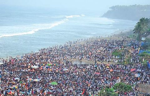 Hundreds offered bali on Papanasam beach at Varkala last year Express