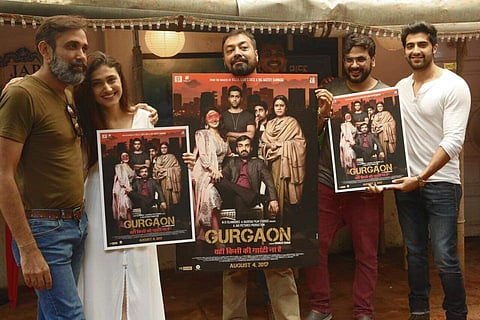 Director  Shanker Raman (first from left) with Anurag Kashyap during the poster launch of 'Gurgaon'. (Photo | facebook.com/shanker.raman.9)