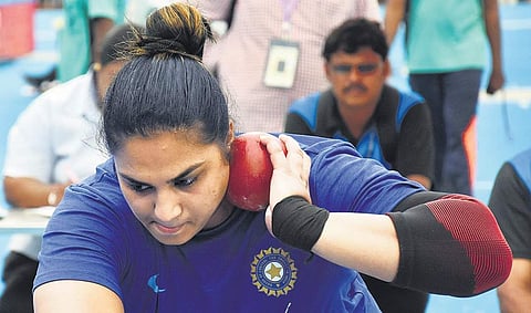 Shot put gold winner Manpreet Kaur. (File photo |  P Ravindra Babu)