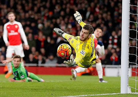 Southampton’s goalkeeper Fraser Forster makes a save during the English Premier League soccer match between Arsenal and Southampton at the Emirates stadium in London. (Photo| AP)