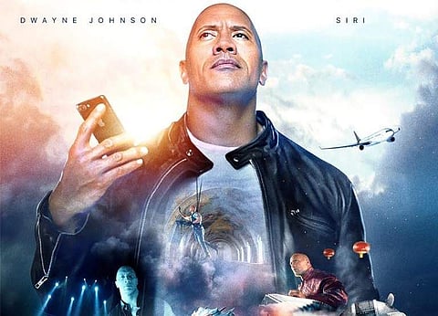 Dwayne Johnson featured in the poster of 'The Rock x Siri: Dominate The Day'. (Photo | Facebook)