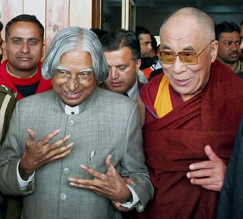 'Former Indian president APJ Abdul Kalam has died, aged 83', reported The Guardian. Calling him 'an extraordinary president of India', it went on to say that 'Kalam took his duties as president extremely seriously'. IN PIC | Kalam with Tibetan spiritual l