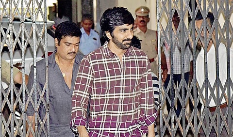 Actor Ravi Teja appearing for interrogation at SIT Office on Friday | Vinay Madapu