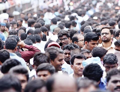 Participants at the Mega Job Mela ‘Mana Kosam’ organised at Degree College in Hyderabad on Sunday | R Satish Babu