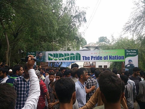 File: Banners put up in honour of slain Hizbul Mujahideen commander Burhan Wani in Srinagar. (Facebook)