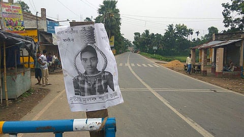 One of the posters demanding the boy's hanging. | Aishik Chanda