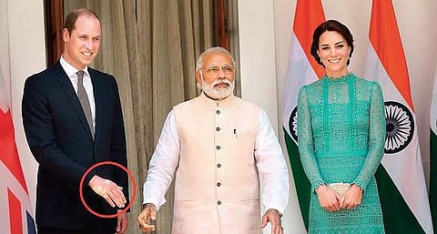 Prince William and Kate Middleton with PM Narendra Modi in New Delhi in 2016