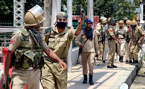 Police in action against students during clashes which erupted following the killing of most wanted Lashkar-e-Taiba LeT Commander Abu Dhujana and his associate in Pulwama encounter in Srinagar on Tuesday. | PTI
