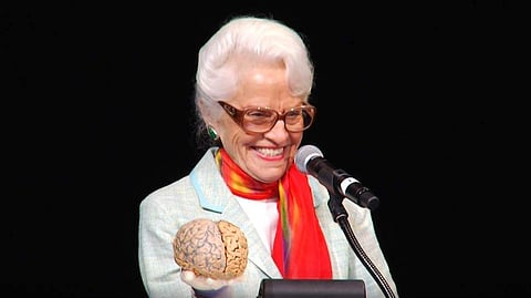Marian Diamond delivers the 24th annual Benjamin Ide Wheeler Society lecture in 2011 in the University of California, Berkeley. (Picture courtesy: screengrab from YouTube video)