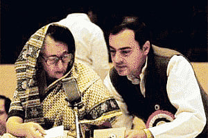 Indira Gandhi with Rajiv Gandhi. | File Photo
