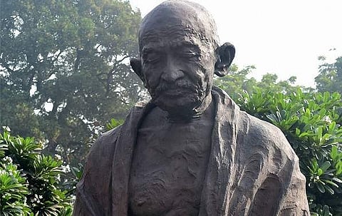 Statue of Mahatma Gandhi at Parliament House in New Delhi. (PTI)