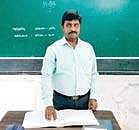 U Sivakumar, the inspiring teacher, in his class at the Ambagarathur Government Higher Secondary School in Karaikal | Express