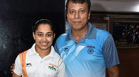 Gymnast Dipa Karmakar with coach  Bisweswar Nandi | File | PTI
