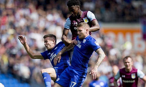 Cardiff City took the lead midway through the first half when Mendez-Laing rose to head home Junior Hoilett's cross. (Photo | Aston Villa Twitter)