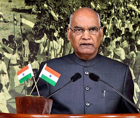 President Ram Nath Kovind addresses the Nation on the eve of 71st Independence Day in New Delhi on Monday. (PTI)
