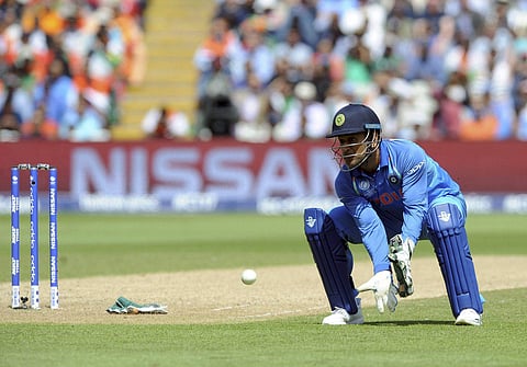 India's MS Dhoni in action during the ICC Champions Trophy semifinal match between Bangladesh and India at Edgbaston in Birmingham England Thursday June 15 2017. | AP