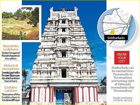 A Vishnu shrine with 16 images of Narasimha