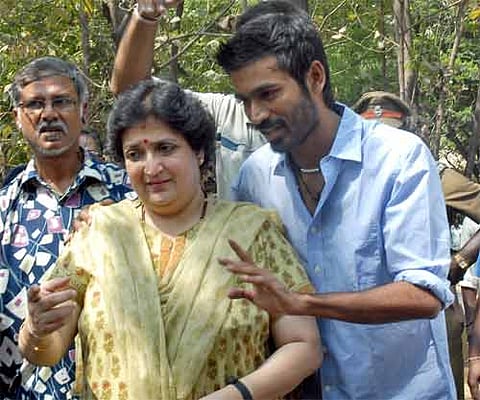 Latha Rajinikanth and son-in-law Dhanush