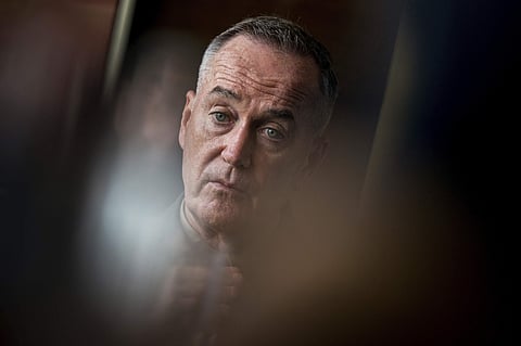 U.S. Chairman of the Joint Chiefs of Staff Gen. Joseph Dunford speaks to reporters at the Westin Beijing Chaoyang Hotel in Beijing. (Photo | AP)