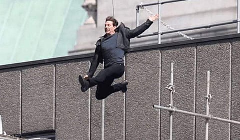 Tom Cruise, while doing a stunt for Mission Impossible 6. (Photo | Twitter)