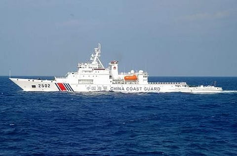 China's Haijing 2502 patrol boat sails into waters near the disputed Senkaku islands, in the East China Sea on November 6, 2016. (AFP)