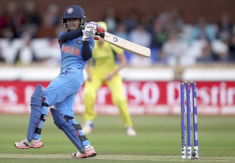 India's Harmanpreet Kaur, plays a shot during the ICC Women's World Cup semifinal cricket match. (AP)