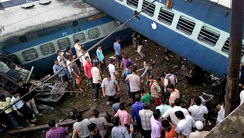 Coaches of the Puri-Haridwar Utkal Express train after it derailed in Khatauli near Muzaffarnagar on Saturday. | File photo by PTI