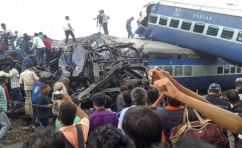 Scene from the Utkal Express derailment  in Uttar Pradesh. | PTI