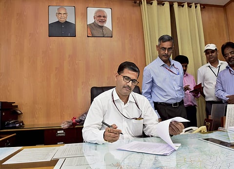 Ashwani Lohani taking charge as Chairman of the Railway Board at Rail Bhavan in New Delhi on Thursday. | PTI